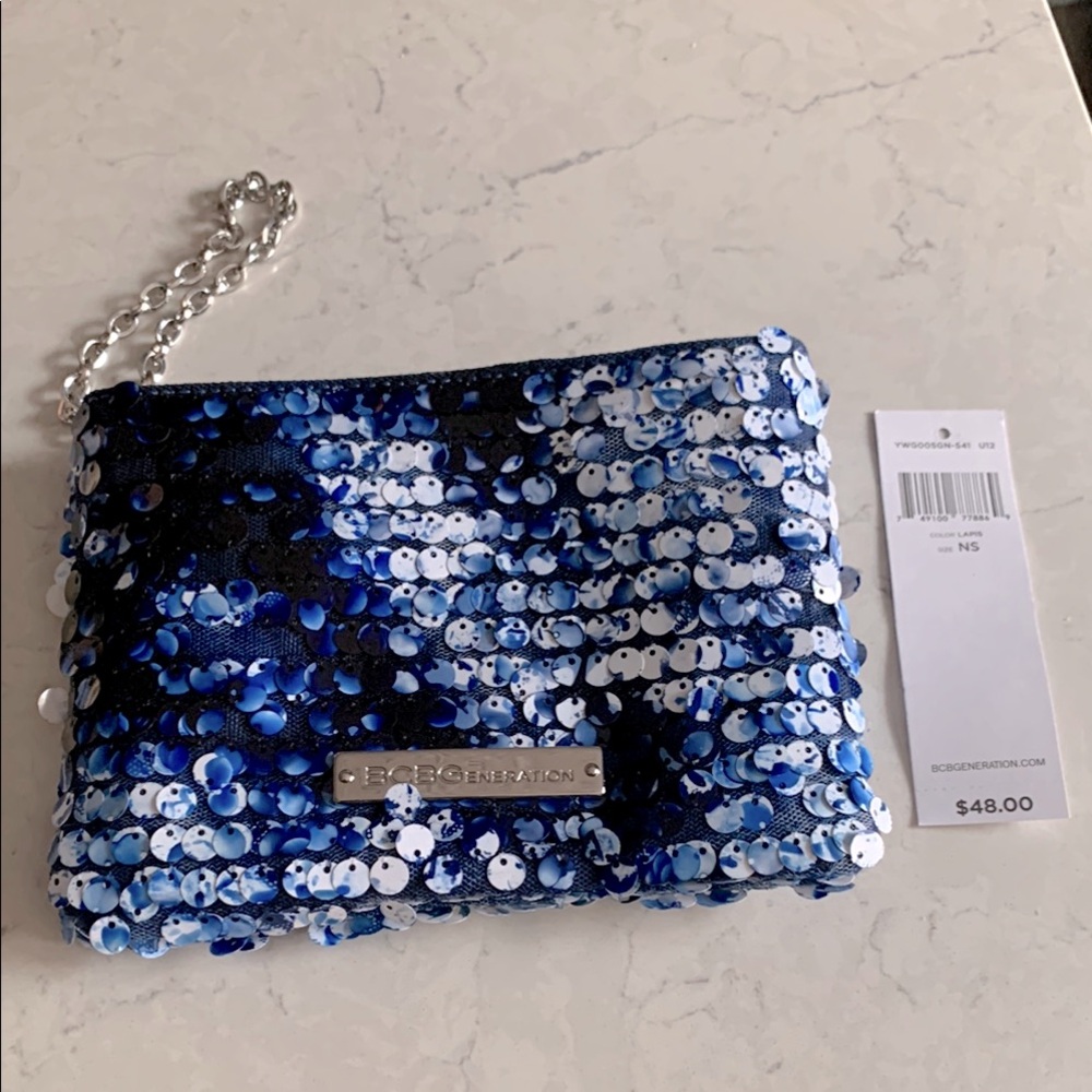 BCBGeneration Blue Sequin Clutch